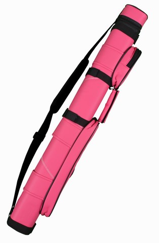 2X2 Hard Pool Cue - Billiard Stick Carrying Case Hot Pink With White Stitching Design